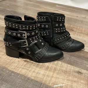 Black short studded booties